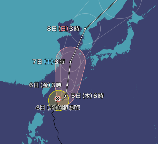 台風13号進路予想図